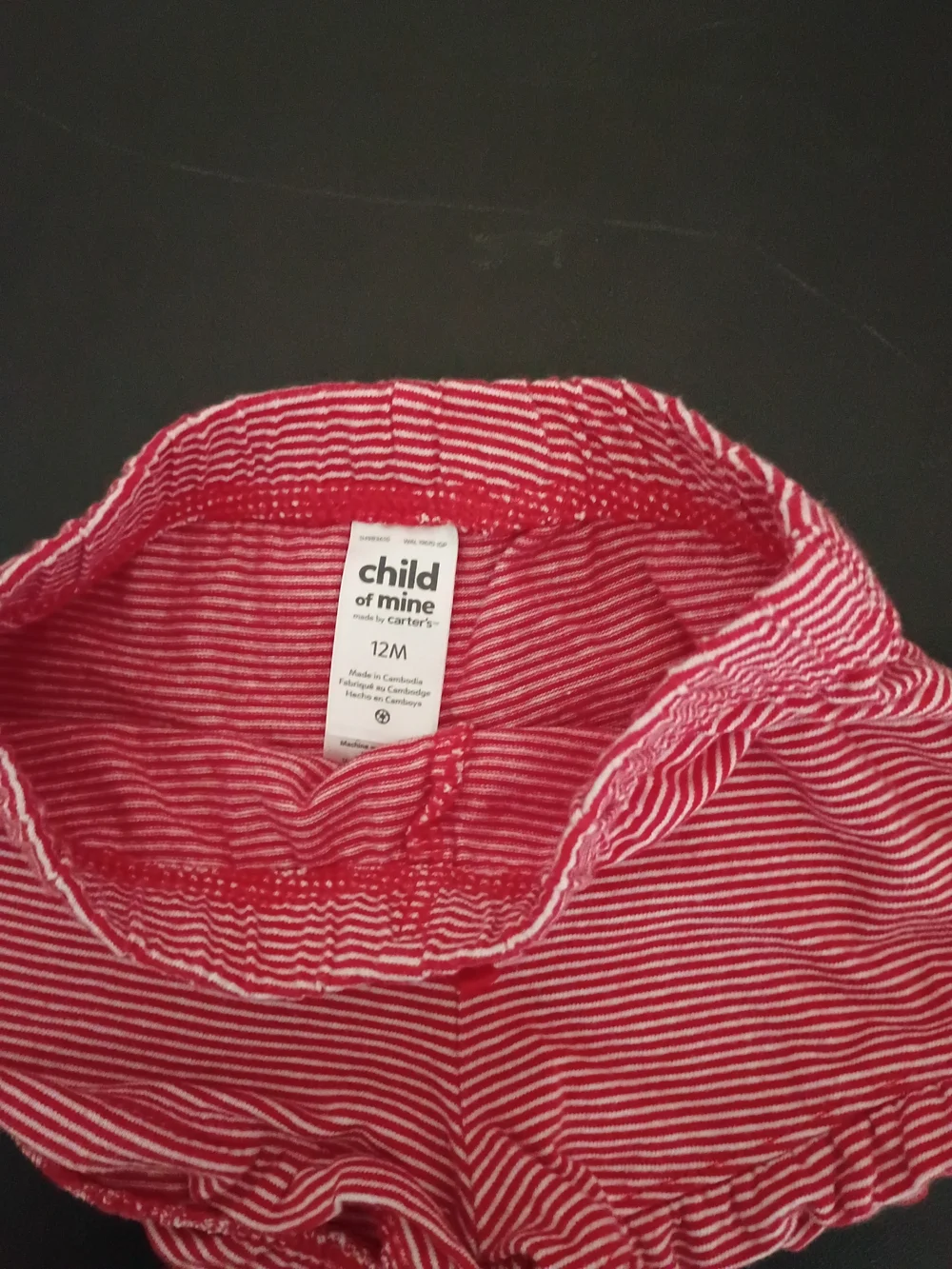 Child of Mine by Carter's Baby Girls Red Striped Ruffle Shorts Size 12M